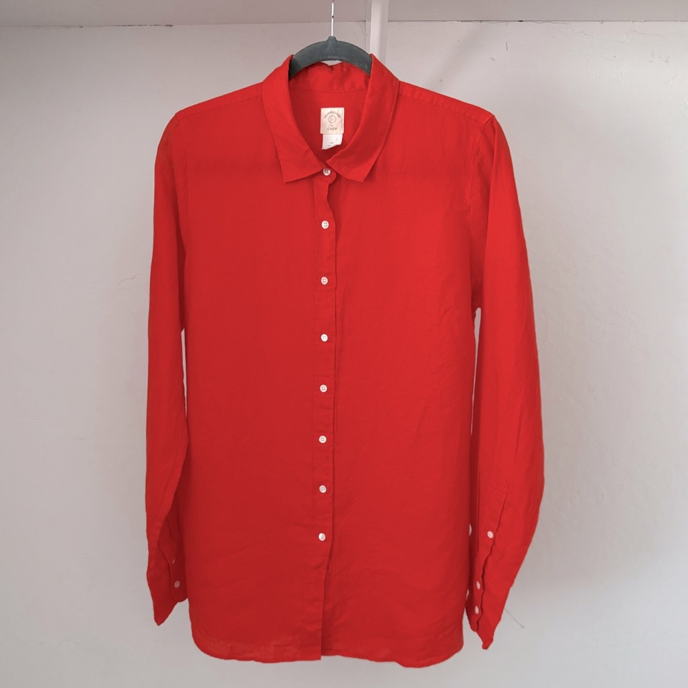 Bundle 3 for 50% off J. Crew Vibrant Orange Linen The Perfect Shirt